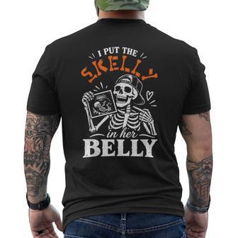 I Put The Skelly In Her Belly Halloween Matching Couples Men's T-shirt Back Print | Seseable UK