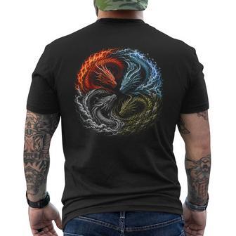 Quatre Éléments Dragons Yin Yang Feu Eau Terre Air Cadeaux T-shirt imprimé au dos - Cadeauxyz