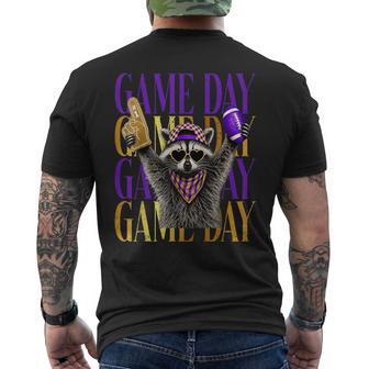 Raccoon Football Game Day Touchdown Team Spirit Purple Gold Men's T-shirt Back Print - Thegiftio UK