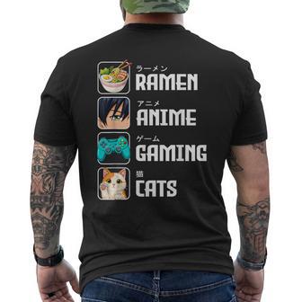 Ramen Anime Gaming Cats Japanese Graphic Kawaii Otaku Gamer Men's T-shirt Back Print | Seseable UK