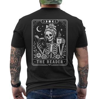 The Reader Tarot Card Book Lover Skeleton Reading Book Men's T-shirt Back Print | Seseable UK