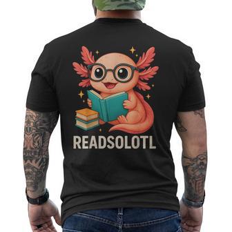 Readsolotl Kawaii Axolotl Reading Book Lover Men's T-shirt Back Print - Thegiftio UK