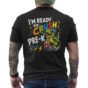 Ready To Crush Pre-K 1St Day Of School Dinosaur Boys Men's T-shirt Back Print - Thegiftio UK