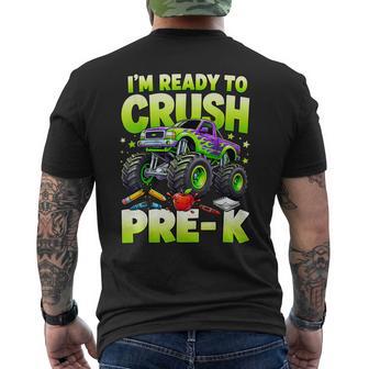 Im Ready To Crush Pre-K Monster Truck First Day Of Preschool Men's T-shirt Back Print - Thegiftio UK