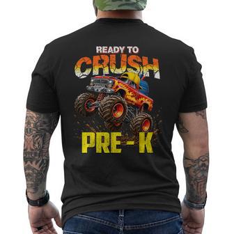 Ready To Crush Prek Pre K Monster Truck First Day 1St Boy Men's T-shirt Back Print - Thegiftio UK