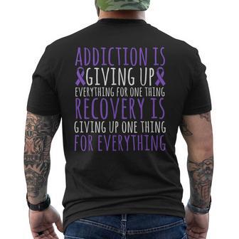 Recovery Giving Up Everything Addiction Recovery Awareness Men's T-shirt Back Print - Thegiftio UK