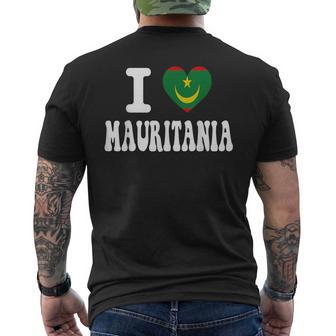 Recuerdo Deiaje Retro Con La Bandera En Forma De Corazón De I Love Mauritania Camiseta Hombre Estampado Espalda - Regaloses