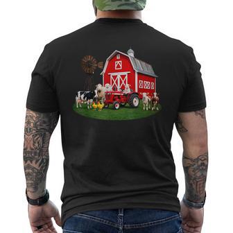 Red Barn Tractor With Farm Animals Country Living Men's T-shirt Back Print | Seseable UK