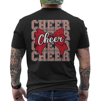 Red Gingham Stripe Coquette Bow Cheer Cheerleading Matching Men's T-shirt Back Print - Thegiftio UK