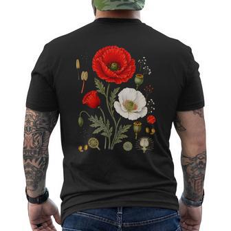 Red Poppy Botanical Poppies Red Poppy Men's T-shirt Back Print - Thegiftio UK