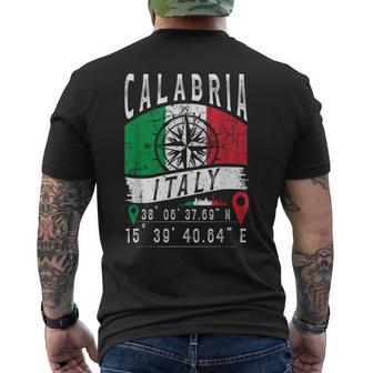 Reggio Calabre Drapeau Italie Italie Coordonnées Gps Calabre T-shirt imprimé au dos - Cadeauxyz