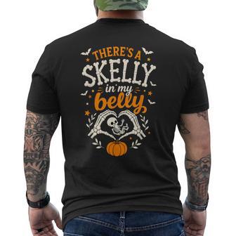 There's A Skelly In My Belly Pregnancy Halloween Skeleton Men's T-shirt Back Print - Thegiftio UK