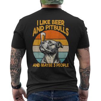 Retro I Like Beer And Pitbulls And Maybe 3 People Humor Men's T-shirt Back Print - Thegiftio UK