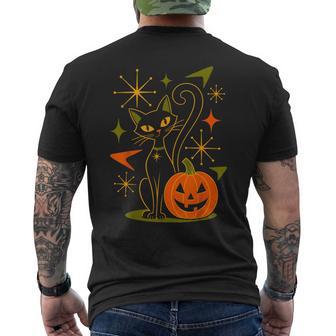 Retro Black Cat Pumpkin Atomic Halloween Graphic Men's T-shirt Back Print - Thegiftio UK