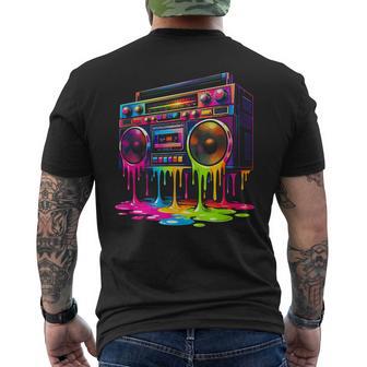 Retro Boombox Colorful Paint Drips Fun 80S Throwback Costume Men's T-shirt Back Print - Thegiftio UK