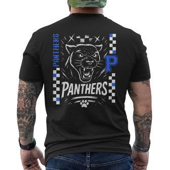 Retro Checkered School Spirit Panthers Cheer Paw Men's T-shirt Back Print - Thegiftio UK