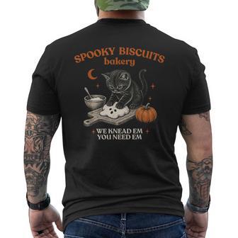 Retro Spooky Biscuits Club Cat Lovers Pastry Halloween Men's T-shirt Back Print - Monsterry