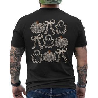 Retro Halloween Ghost Pumpkin Spooky Coquette Bow Men's T-shirt Back Print - Thegiftio UK