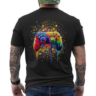 Retro Polka Dots Gaming Controller Video Gamers Dot Day Boys Men's T-shirt Back Print - Thegiftio UK