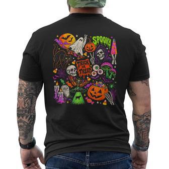 Retro Spooky Collage Trick Or Treat Halloween Spooky Season Men's T-shirt Back Print - Thegiftio UK
