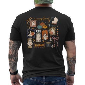 Retro Stamp Ghost Occupational Therapy Halloween Ot Month Men's T-shirt Back Print - Thegiftio UK