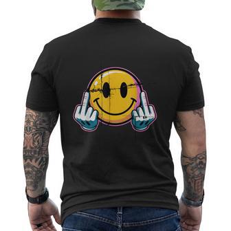 Retro Vintage Smile Face Middle Finger Graphic Men's T-shirt Back Print - Thegiftio UK
