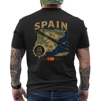 Retro Vintage Spain Total Solar-Eclipse 2026 Map Men's T-shirt Back Print - Thegiftio UK