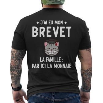 Réussite Brevet Par Ici La Monnaie Diplôme Collège Chat Ado T-shirt imprimé au dos - Cadeauxyz