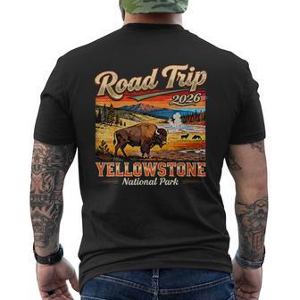 Road Trip 2026 Yellowstone National Park Bison Vintage Men's T-shirt Back Print - Thegiftio UK