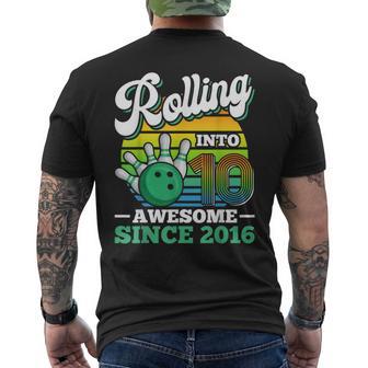 Rolling Into 10 Boy Bowling Birthday Party 10Th Birthday Men's T-shirt Back Print - Thegiftio UK