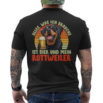 Rottweiler Alles Was Ich Brauche Ist Bier Und Rottweilers T-Shirt mit Rückendruck - Geschenkecke