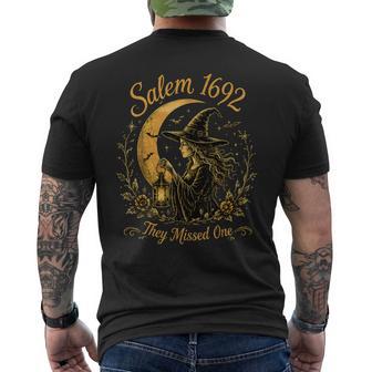 Salem 1692 They Missed One Vintage Witch Moon Halloween Men's T-shirt Back Print - Thegiftio UK