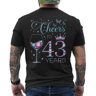 Saludos A 43 Años Fiesta De Cumpleaños 43 Feliz Cumpleaños 43 Camiseta Hombre Estampado Espalda - Regaloses