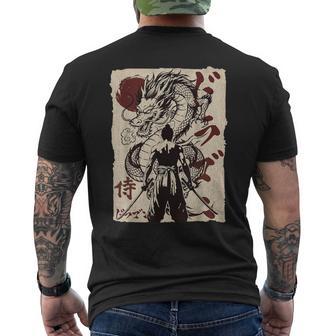 Samurai Dragónintage Japonés Estética Retro Ninja Anime Camiseta Hombre Estampado Espalda - Regaloses