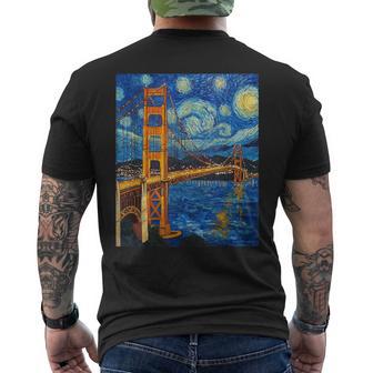 San Francisco Golden Gate Bridge Van Gogh Style Starry Night Men's T-shirt Back Print - Thegiftio UK