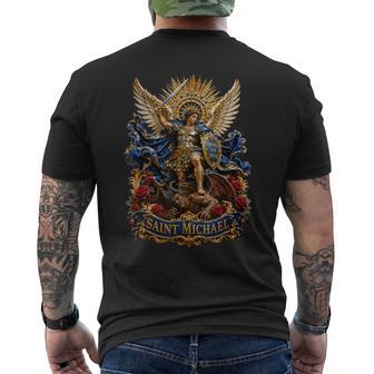 San Miguel Quis Ut Deus Arcángel Espada Y Rosas Arte Camiseta Hombre Estampado Espalda - Regaloses