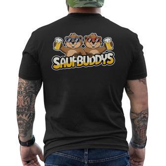 Saufbuddyaufbuddysaufen Bier Alkohol Party Bieber T-Shirt mit Rückendruck - Geschenkecke