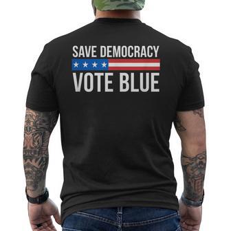 Save Democracy Vote Blue Men's T-shirt Back Print - Thegiftio UK
