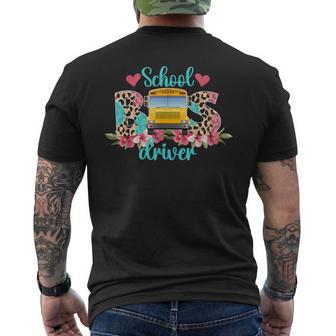 School Bus Driver Leopard Bus Drivers Men's T-shirt Back Print - Thegiftio UK