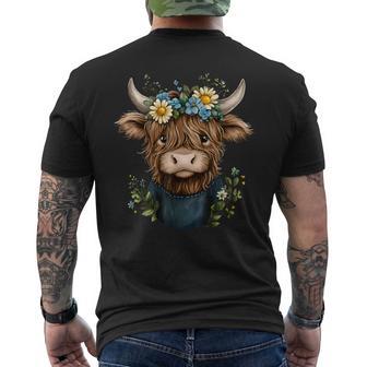 Scottish Highland Cow Cattle Scottish Highlander Hairy Cow Men's T-shirt Back Print - Thegiftio UK