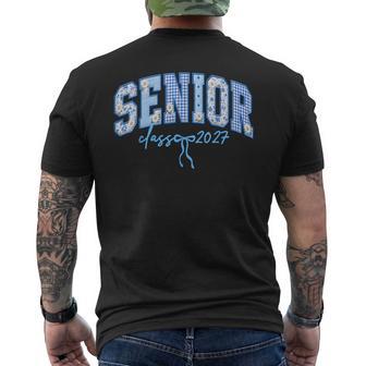 Senior Class Of 2027 Patchwork Flowers Seniors 27 Graduation Men's T-shirt Back Print | Seseable UK