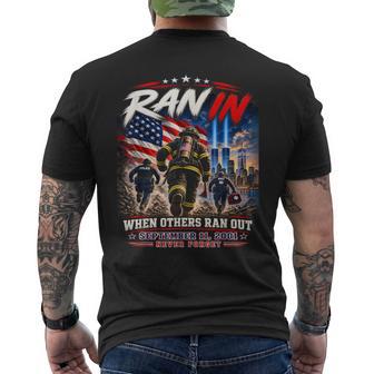 September 11 2001 First Responders Remembrance American Flag Men's T-shirt Back Print - Thegiftio UK