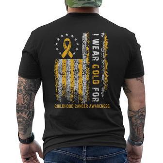 In September We Wear Gold Us Flag Childhood Cancer Awareness Men's T-shirt Back Print - Thegiftio UK