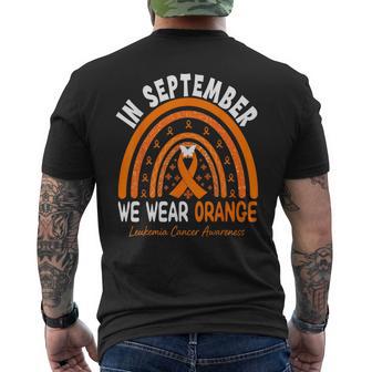 In September We Wear Orange Leukemia Support Ribbon Motivate Men's T-shirt Back Print - Thegiftio UK