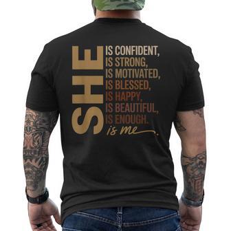 She Is Enough Motivational Positive Affirmation Empowering Men's T-shirt Back Print - Thegiftio UK
