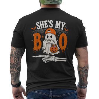 She's My Boo Cute Ghost Halloween Matching Couple Men's T-shirt Back Print - Thegiftio UK