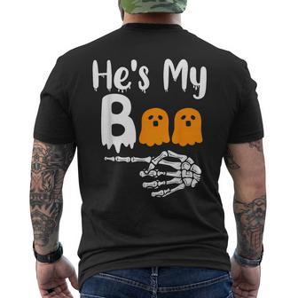 She's My Boo Matching Halloween Pajama Couples He's My Boo Men's T-shirt Back Print - Thegiftio UK