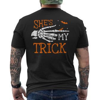 She's My Trick Skeleton Matching Couple Halloween Costume Men's T-shirt Back Print - Thegiftio UK