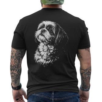 Shih Tzu Portrait Black And White Dog Lover Men's T-shirt Back Print | Seseable UK