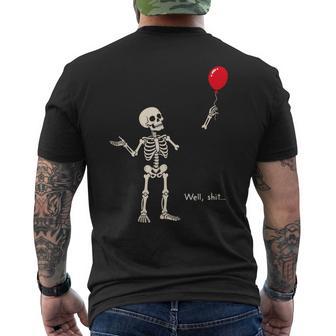 Well Shit Skeleton Holding Balloon Gothic Halloween Men's T-shirt Back Print - Thegiftio UK